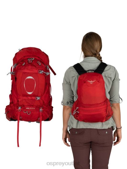 Osprey ARIEL PLUS 60 BACKPACKING Backpack Women CARNELIAN RED PTFP88