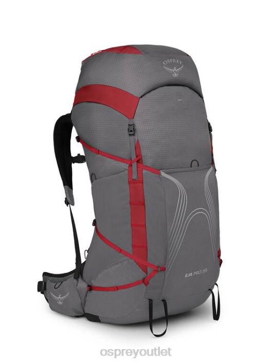 Osprey EJA PRO 55 BACKPACKING Backpack Unisex DALE GREY POINSETTIA RED PTFP33