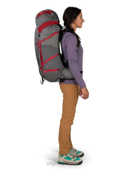 Osprey EJA PRO 55 BACKPACKING Backpack Unisex DALE GREY POINSETTIA RED PTFP33